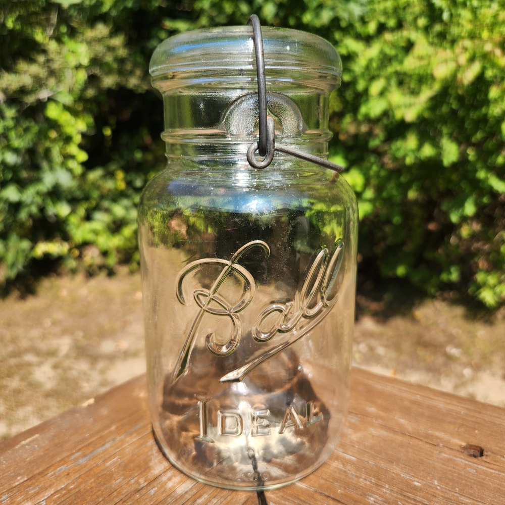 Ball "Ideal" #10 Quart Glass Jar With Lid And Wire Bale